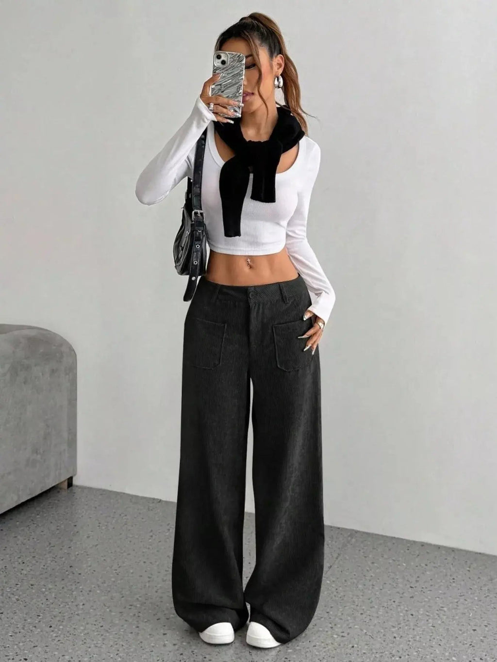 Wide Leg Corduroy Pants - Charmdeals