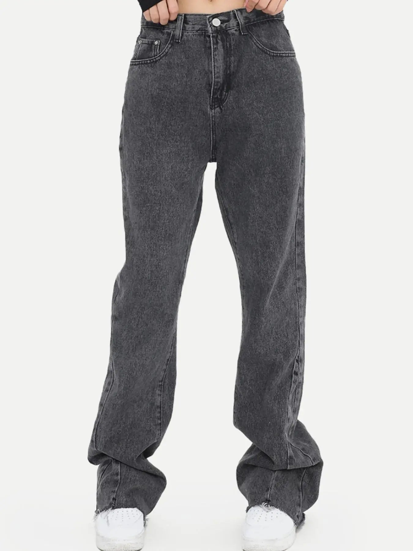 Woman Loose Fit Jeans with Pockets - Charmdeals