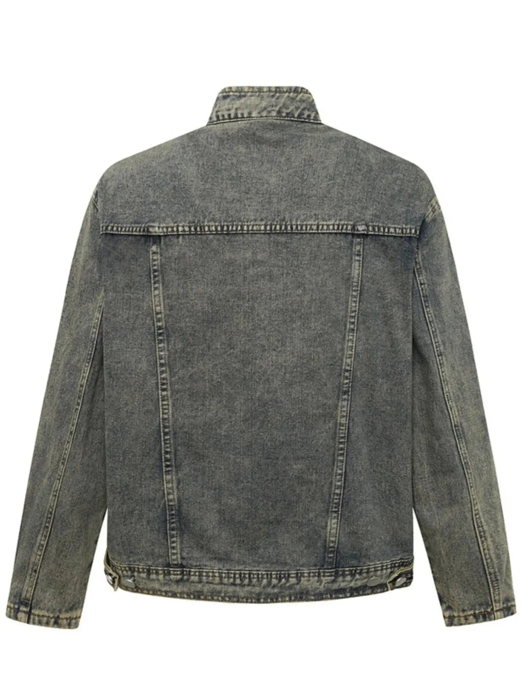 Woman Plus Size Zip Up Long Sleeve Denim Jacket - Charmdeals