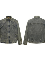 Woman Plus Size Zip Up Long Sleeve Denim Jacket - Charmdeals