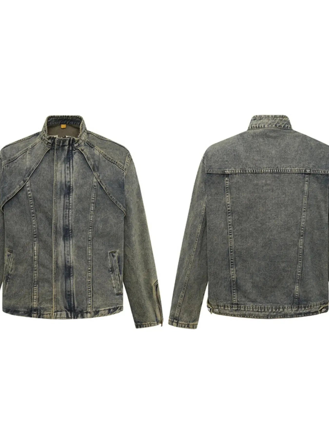 Woman Plus Size Zip Up Long Sleeve Denim Jacket - Charmdeals
