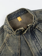 Woman Plus Size Zip Up Long Sleeve Denim Jacket - Charmdeals