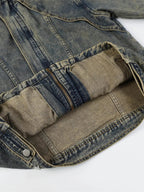 Woman Plus Size Zip Up Long Sleeve Denim Jacket - Charmdeals