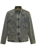 Woman Plus Size Zip Up Long Sleeve Denim Jacket - Charmdeals