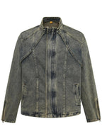 Woman Plus Size Zip Up Long Sleeve Denim Jacket - Charmdeals