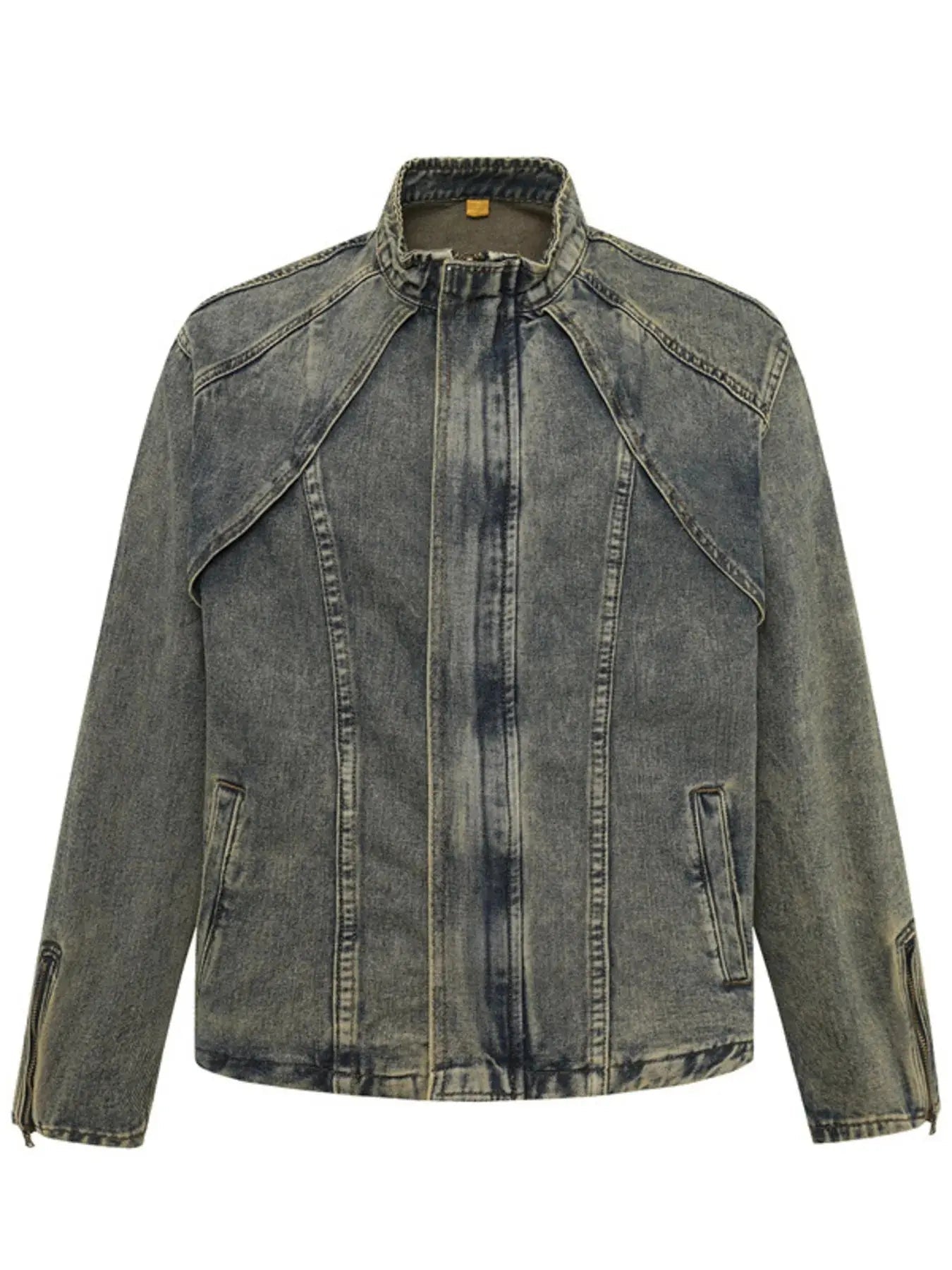 Woman Plus Size Zip Up Long Sleeve Denim Jacket - Charmdeals