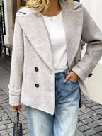 Wool Blend Double - Breasted Jacket - Charmdeals