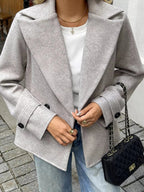 Wool Blend Double - Breasted Jacket - Charmdeals