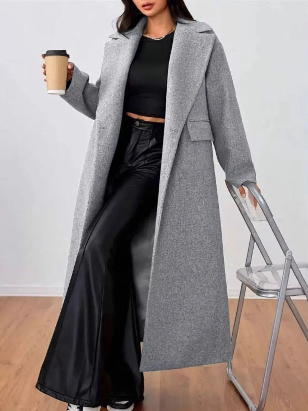 Wool - Blend Longline Overcoat - Charmdeals