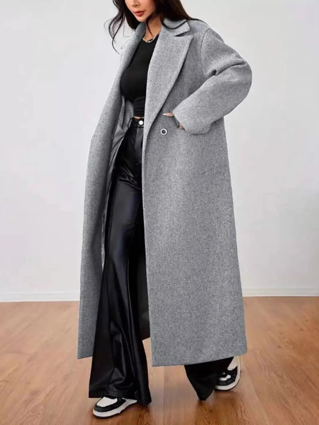 Wool - Blend Longline Overcoat - Charmdeals