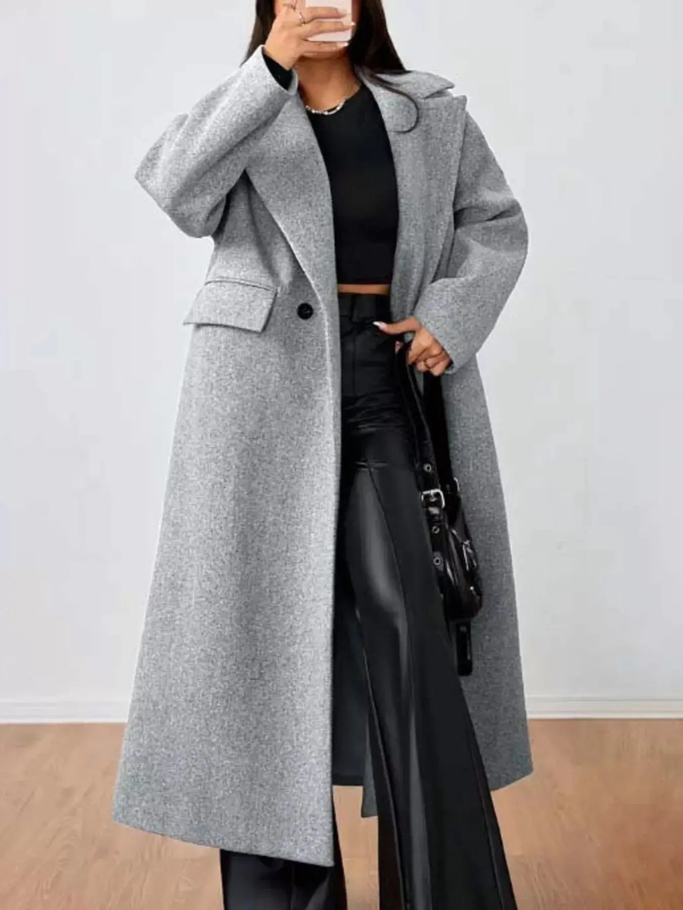 Wool - Blend Longline Overcoat - Charmdeals