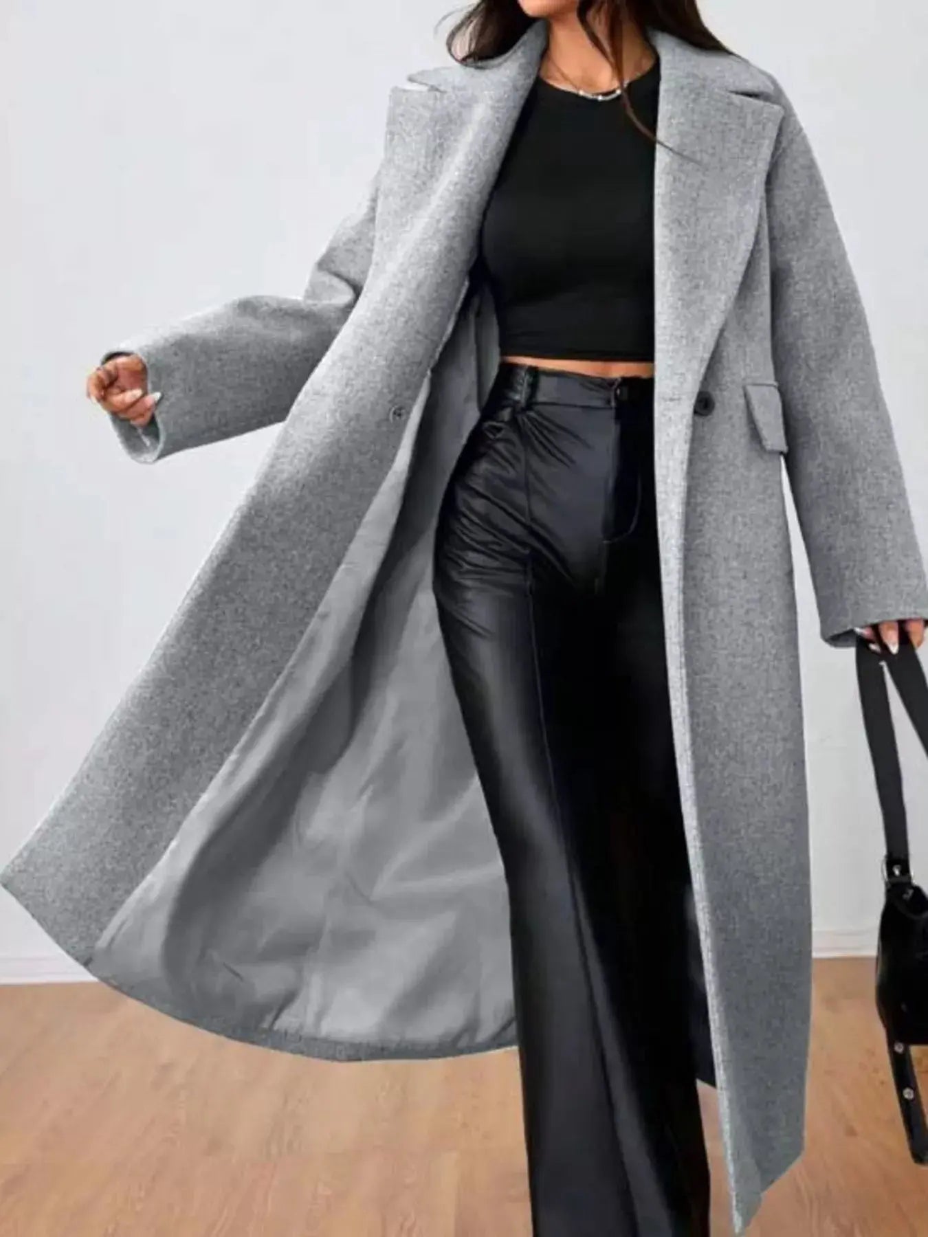Wool - Blend Longline Overcoat - Charmdeals
