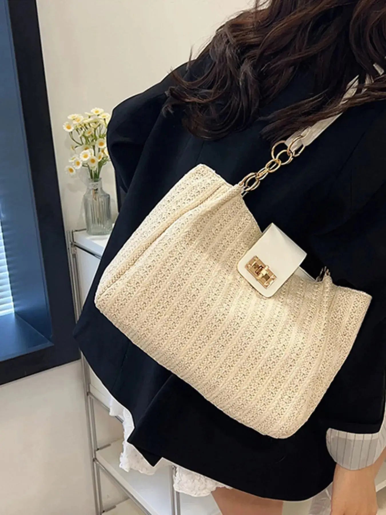 Woven Straw Shoulder Bag - Charmdeals
