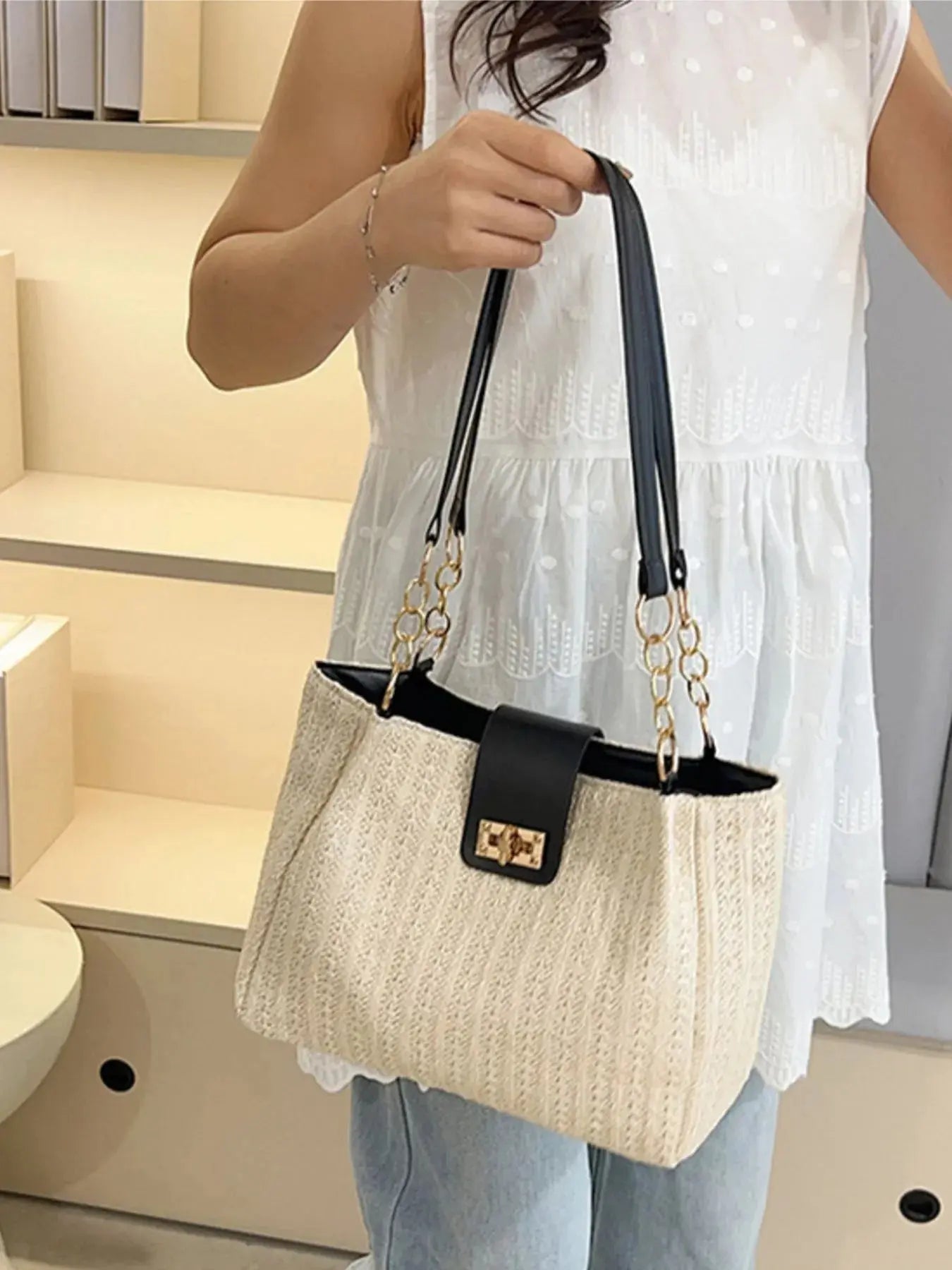 Woven Straw Shoulder Bag - Charmdeals