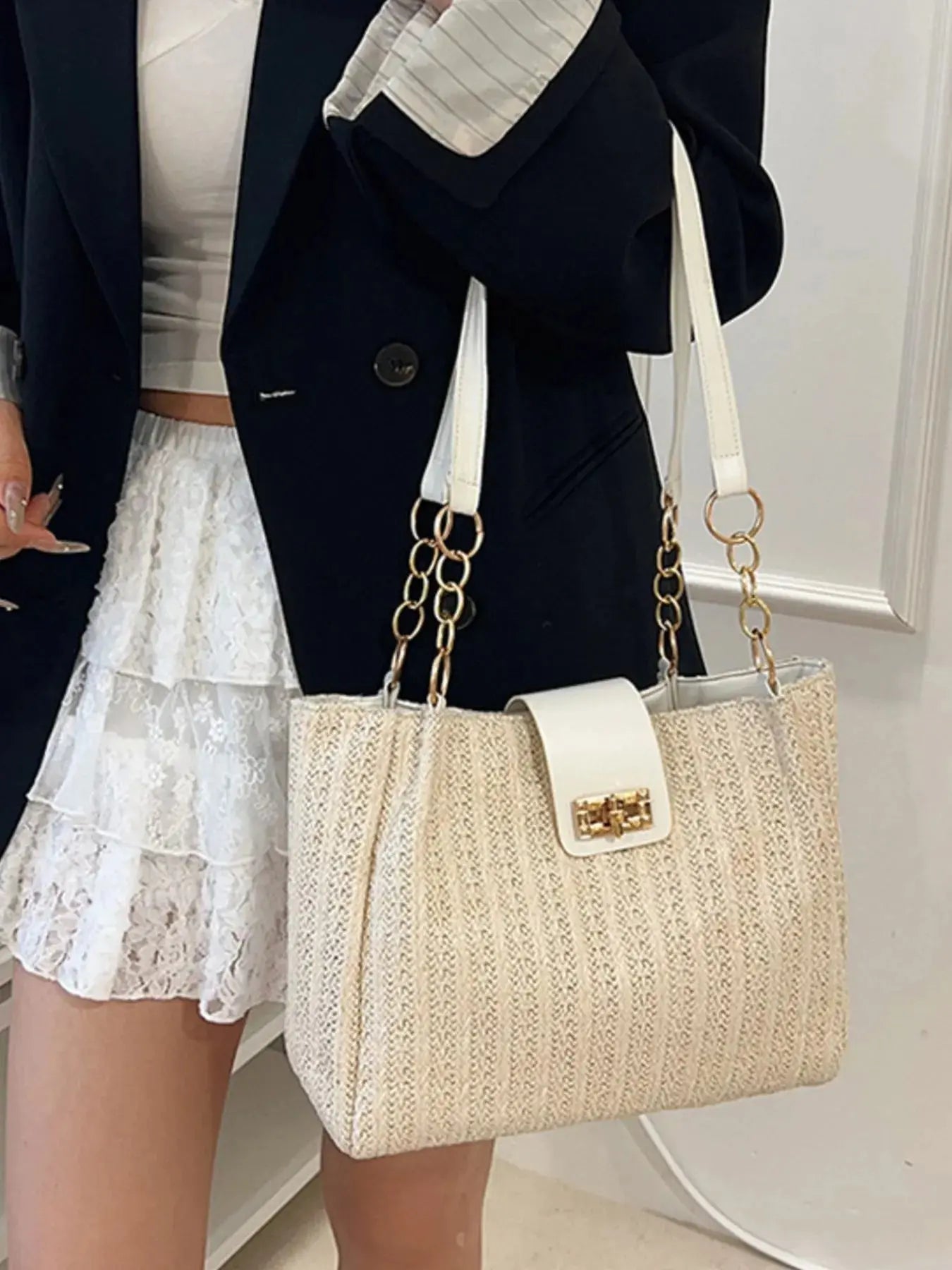 Woven Straw Shoulder Bag - Charmdeals