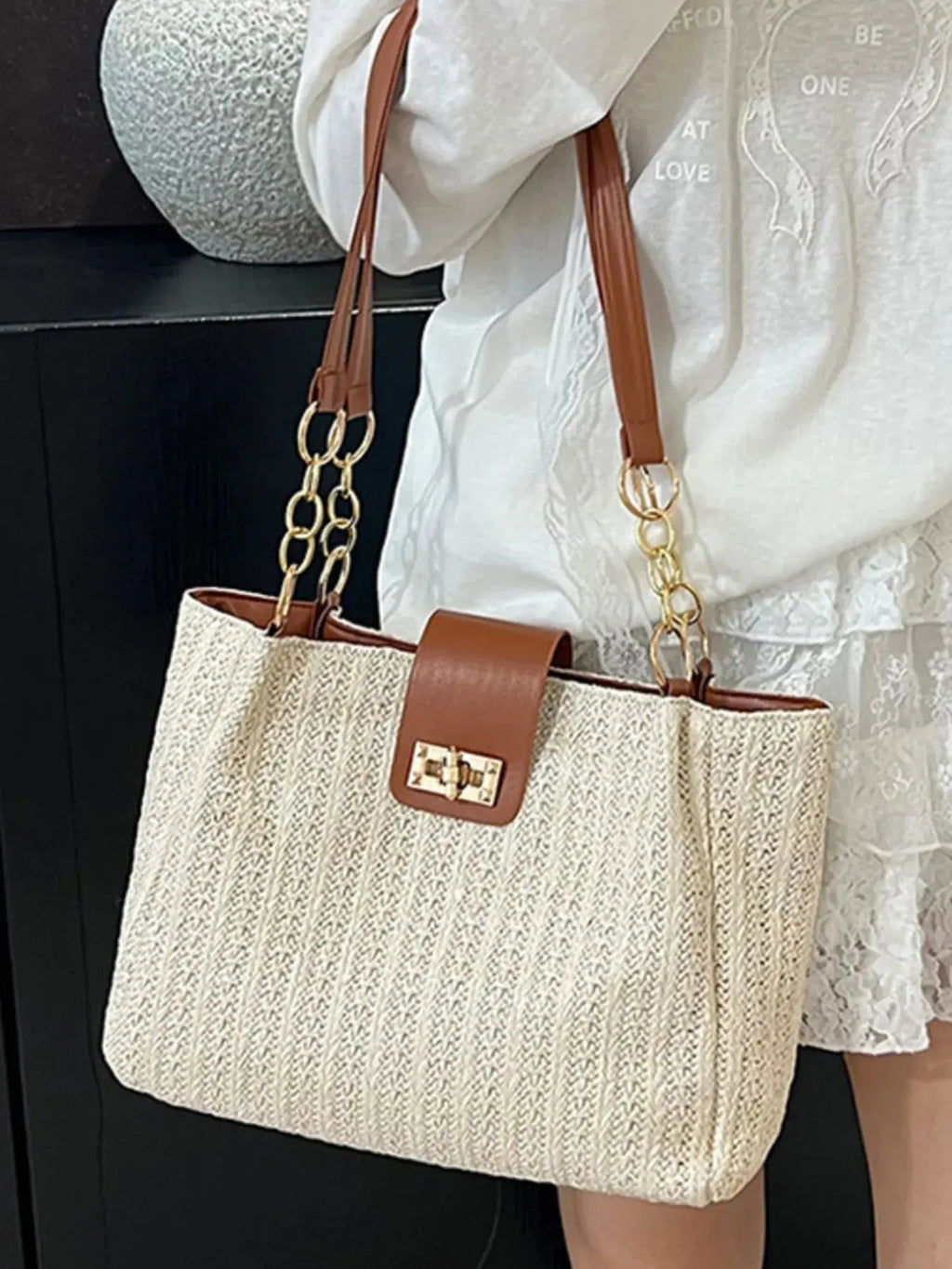 Woven Straw Shoulder Bag - Charmdeals