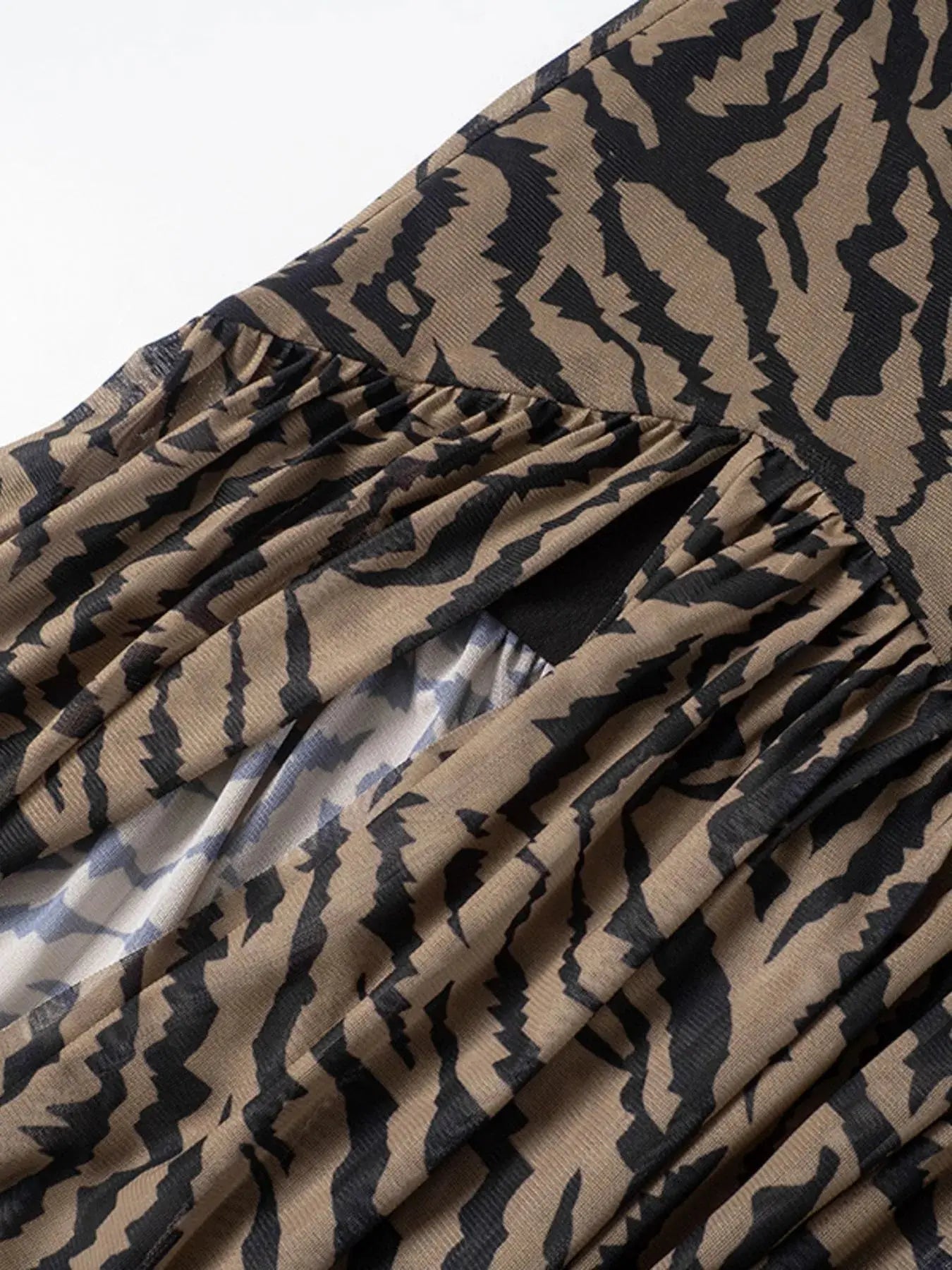 Zebra Print Maxi Dress with Side Slit - Charmdeals