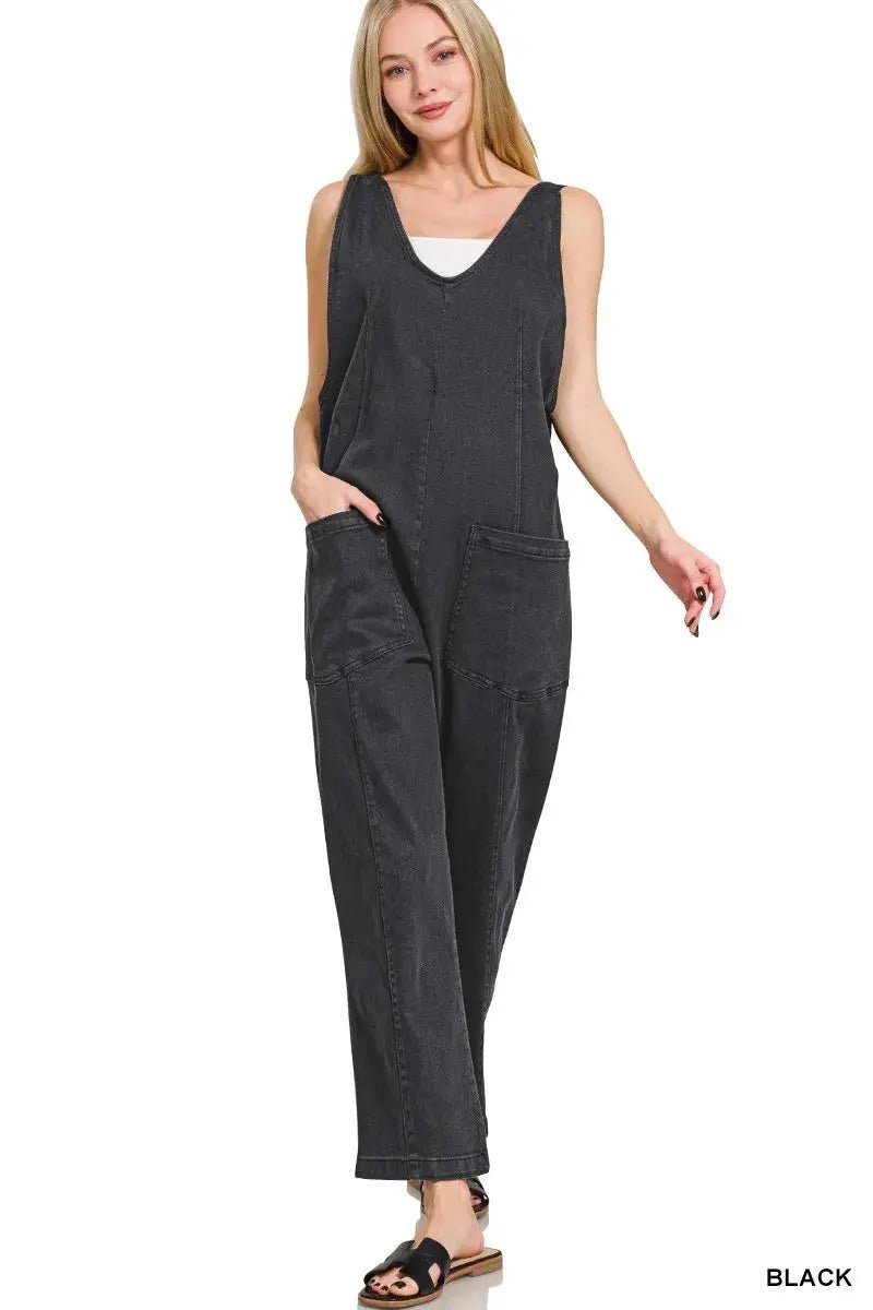 Zenana Casual Adjustable Strap Baggy Jumpsuit with Pocket - Charmdeals