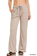 Zenana Ribbed Drawstring Lounge Pants - Charmdeals