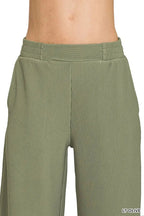 Zenana Ribbed High Neck Half Zip Pullover & Pants Set - Charmdeals