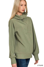 Zenana Ribbed High Neck Half Zip Pullover & Pants Set - Charmdeals