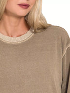 Zenana Soft Fleece Pigment Dye Sweatshirts Dress - Charmdeals