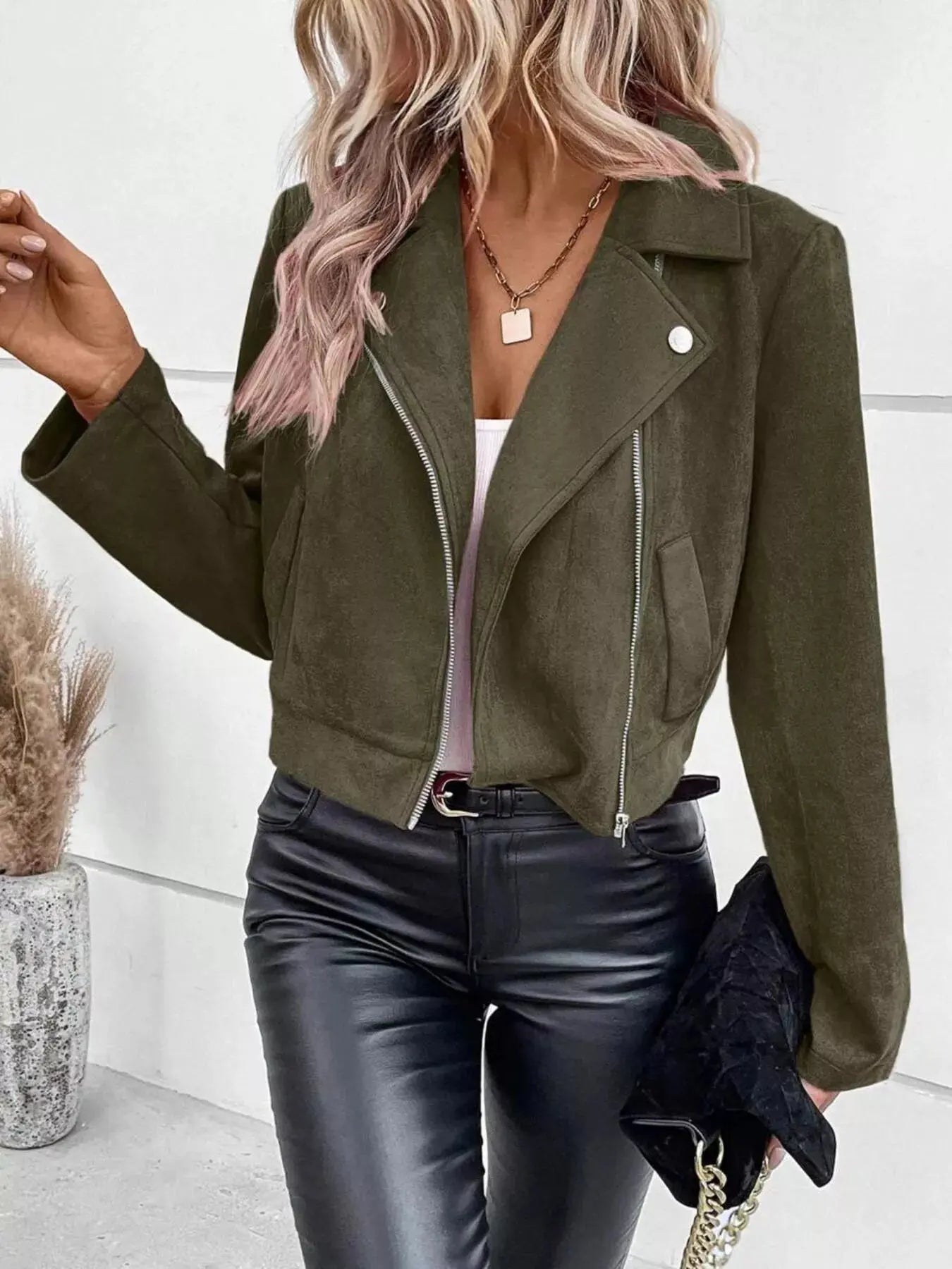 Zip Up Cropped Jacket - Charmdeals