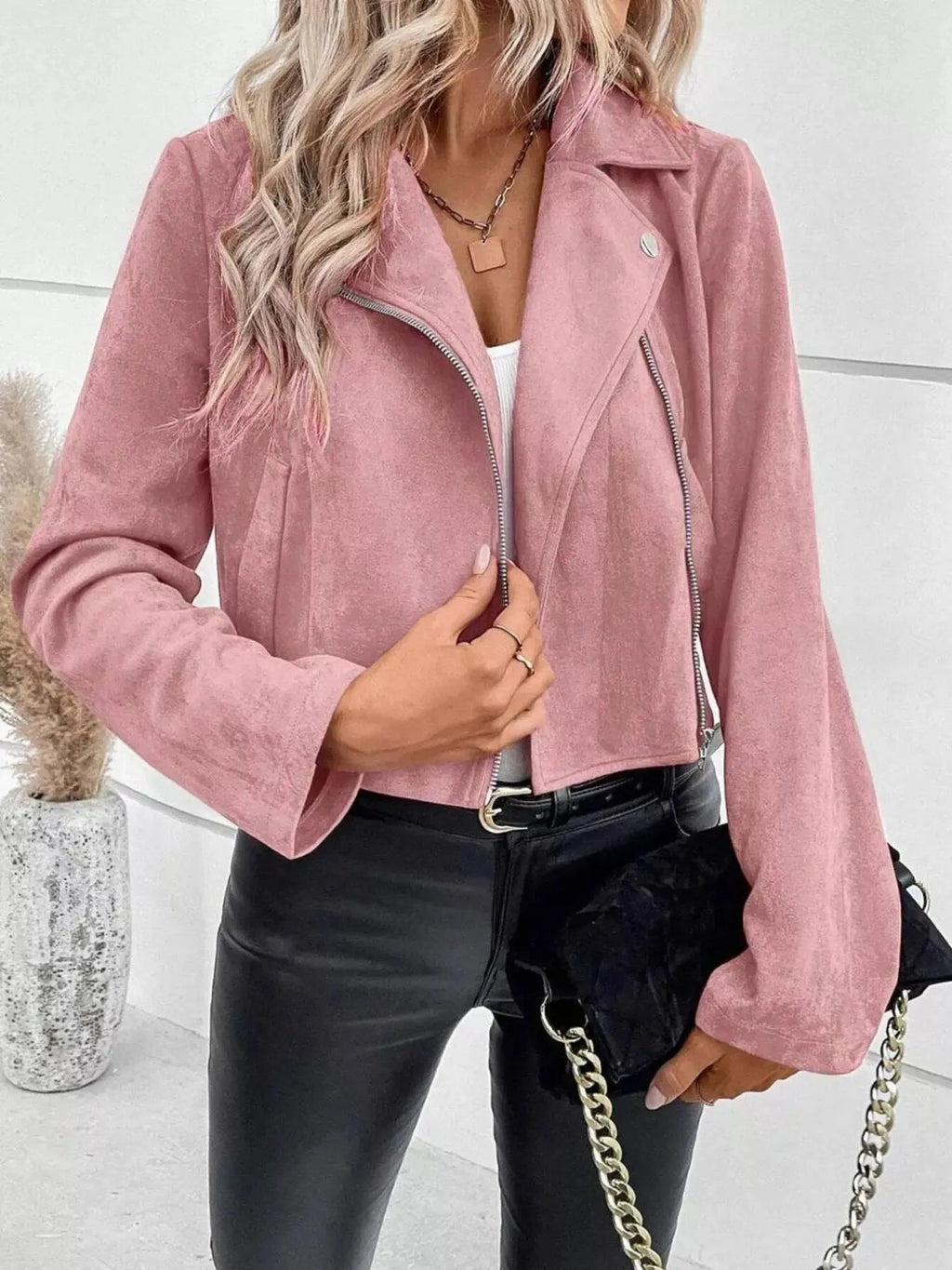 Zip Up Cropped Jacket - Charmdeals