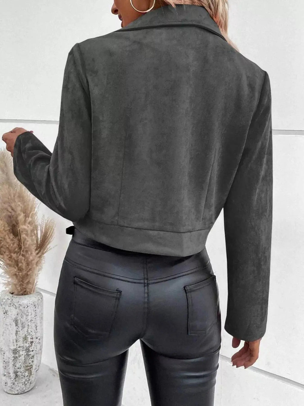 Zip Up Cropped Jacket - Charmdeals