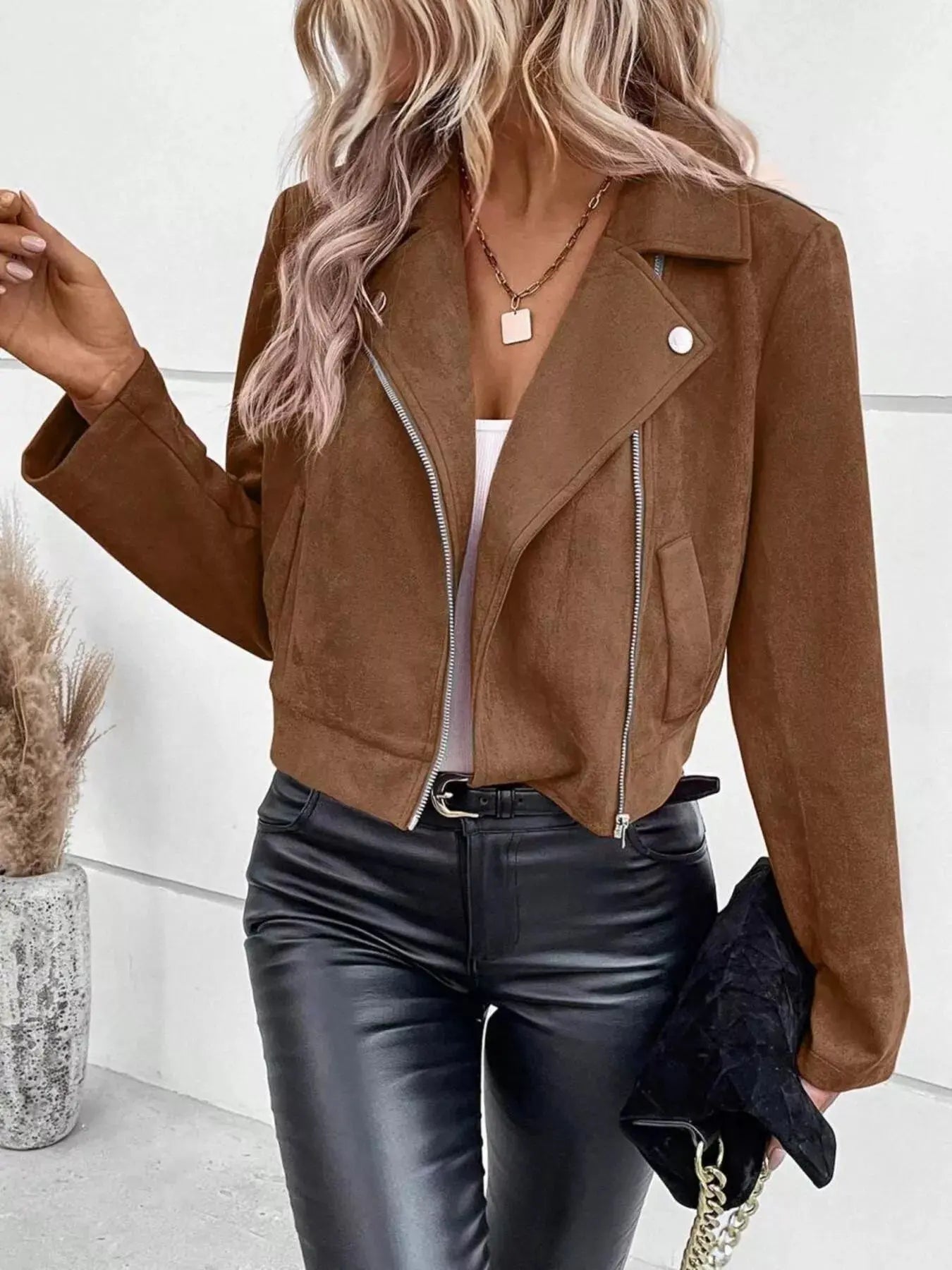 Zip Up Cropped Jacket - Charmdeals