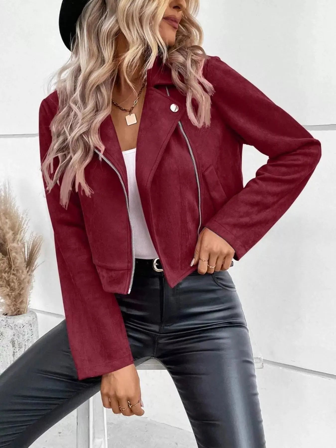 Zip Up Cropped Jacket - Charmdeals