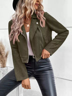 Zip Up Cropped Jacket - Charmdeals