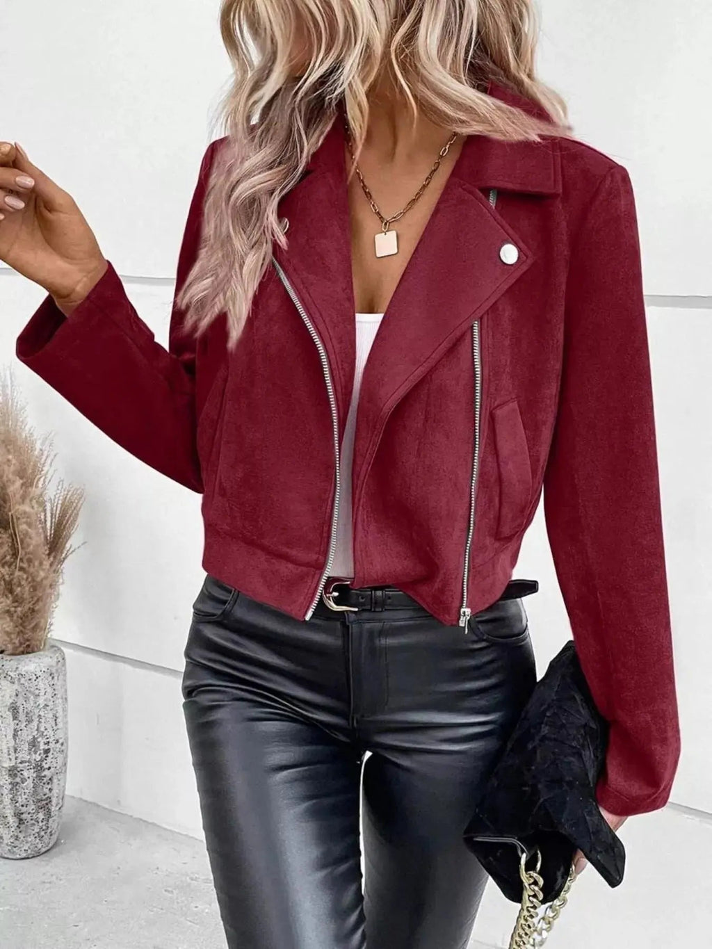 Zip Up Cropped Jacket - Charmdeals