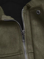 Zip Up Drop Shoulder Jacket - Charmdeals