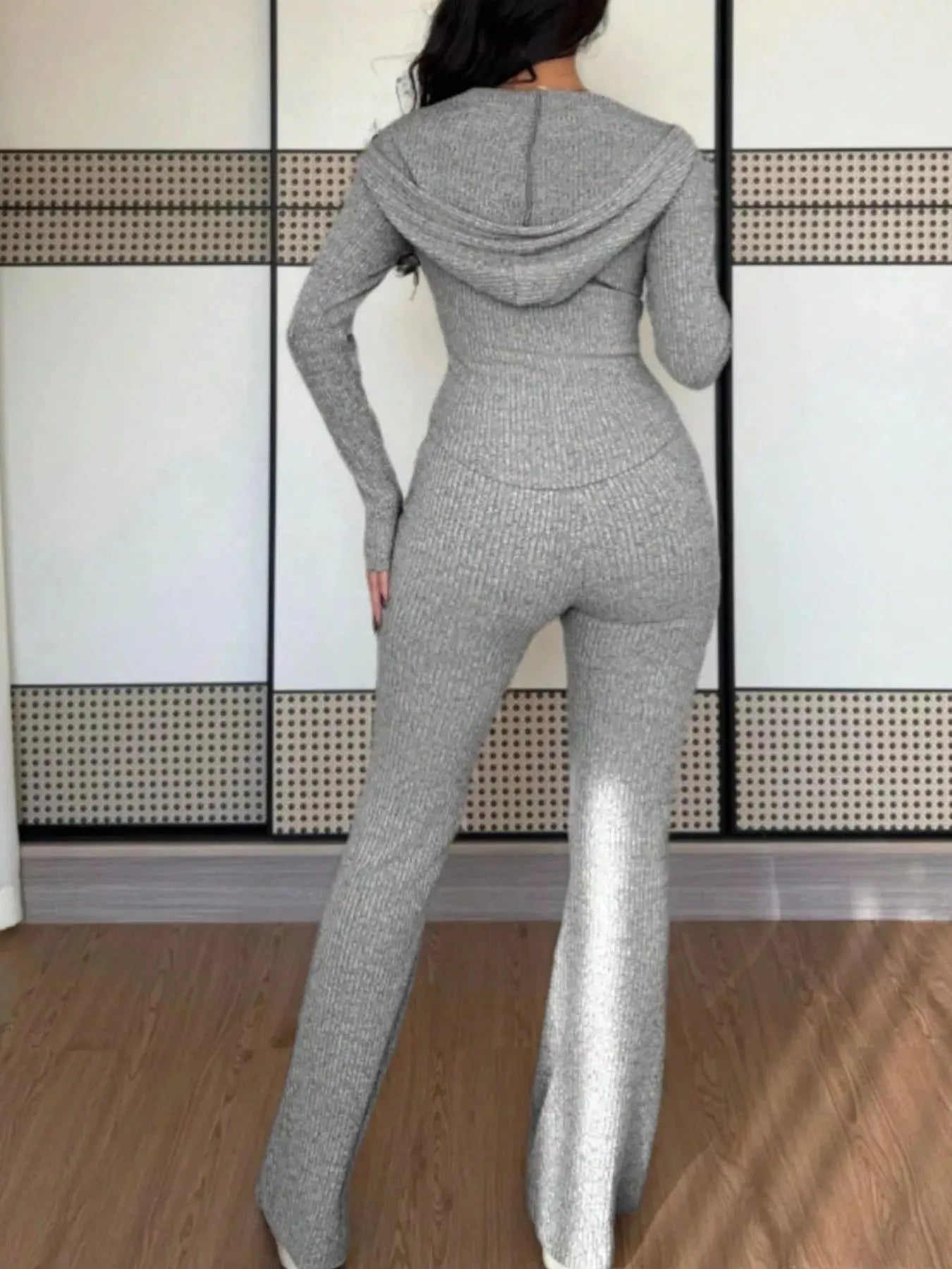 Zip Up Hooded Top and Pants Set - Charmdeals