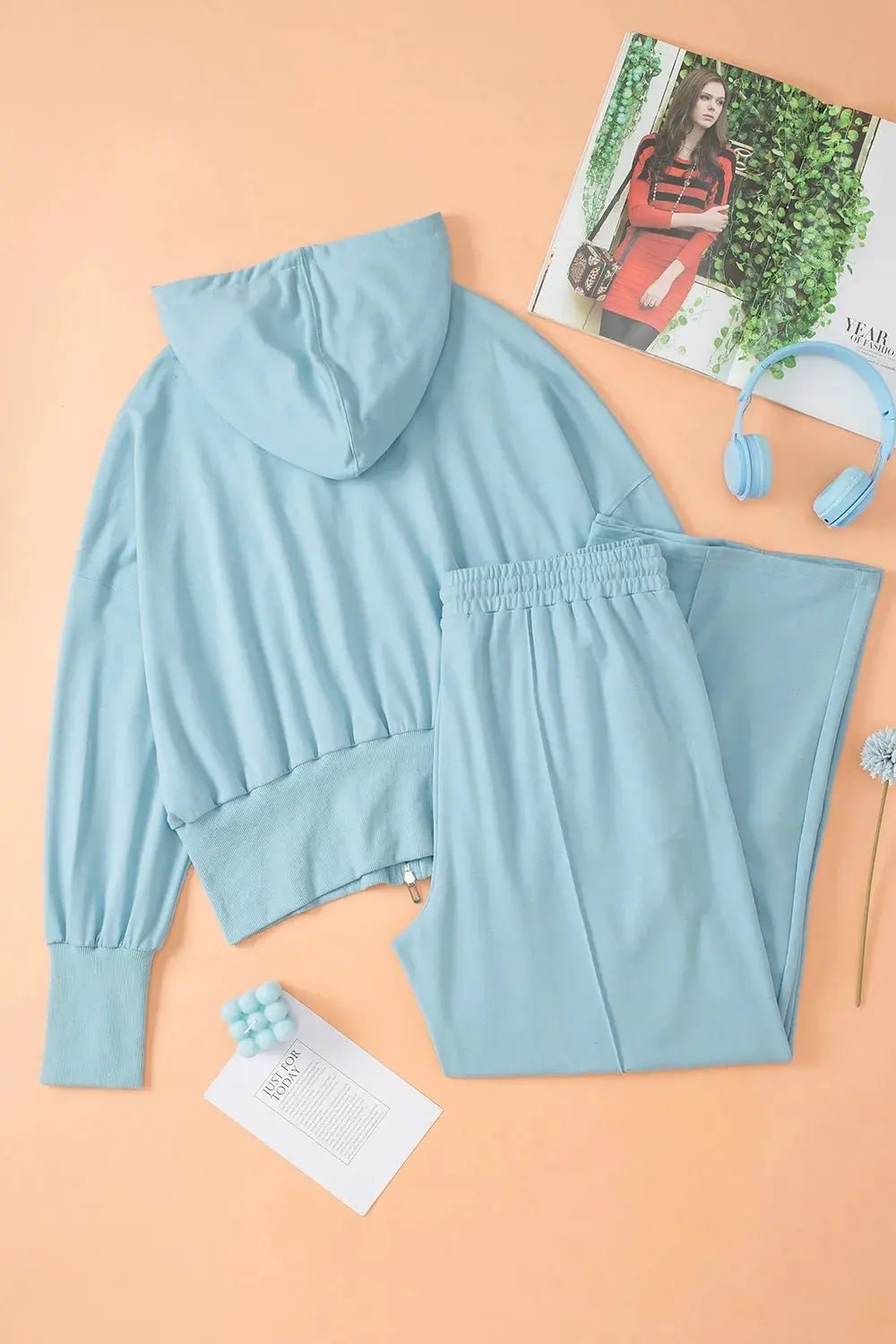 Zip - Up Hoodie and Pants Active Set - Charmdeals