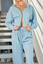 Zip - Up Hoodie and Pants Active Set - Charmdeals