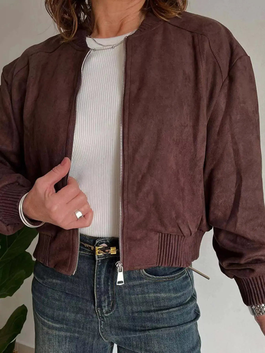 Zip Up Long Sleeve Jacket - Charmdeals