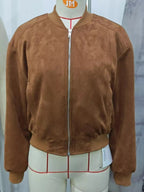 Zip Up Long Sleeve Jacket - Charmdeals